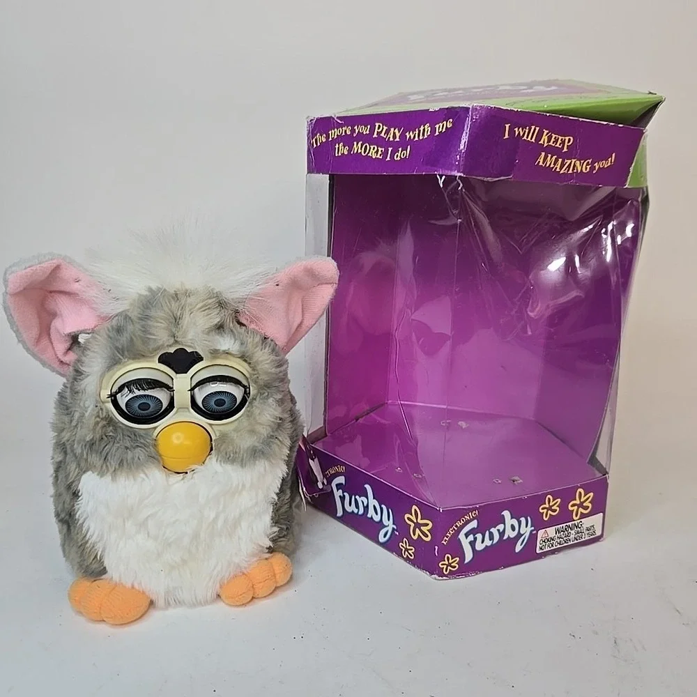 Vintage 1998 Furby Church Mouse G 1 Blotched Gray Brown Fur Tags Rare